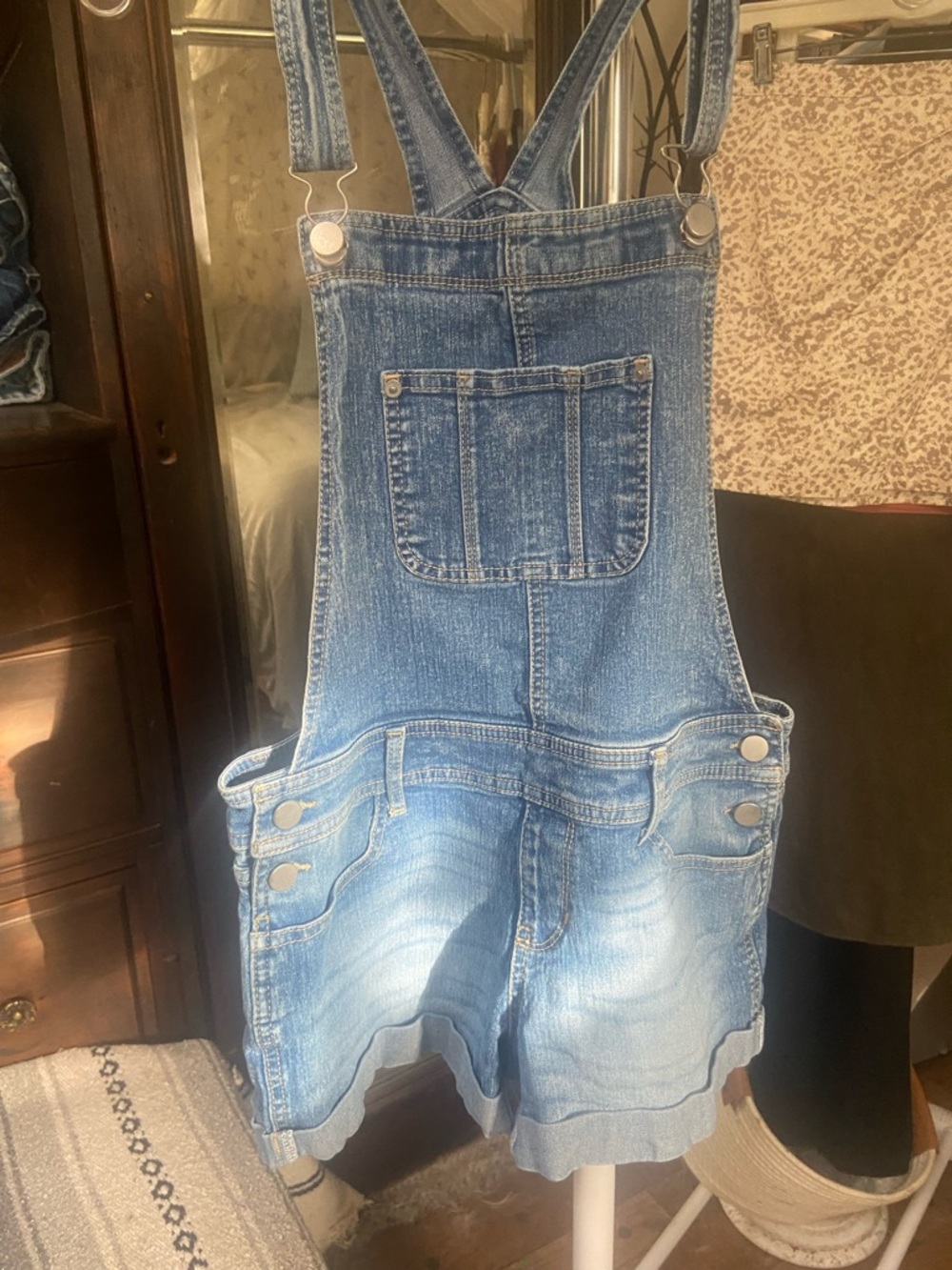 Denim Short Overalls - Light Blue